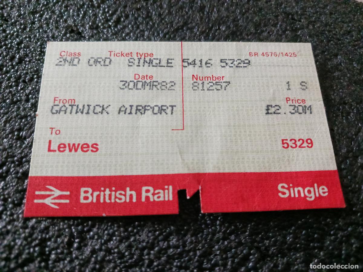 Otros Art&iacute;culos de Coleccionismo en Papel: billete de tren de ida de brithish rail, desde gatwick airport a lewes, 1982