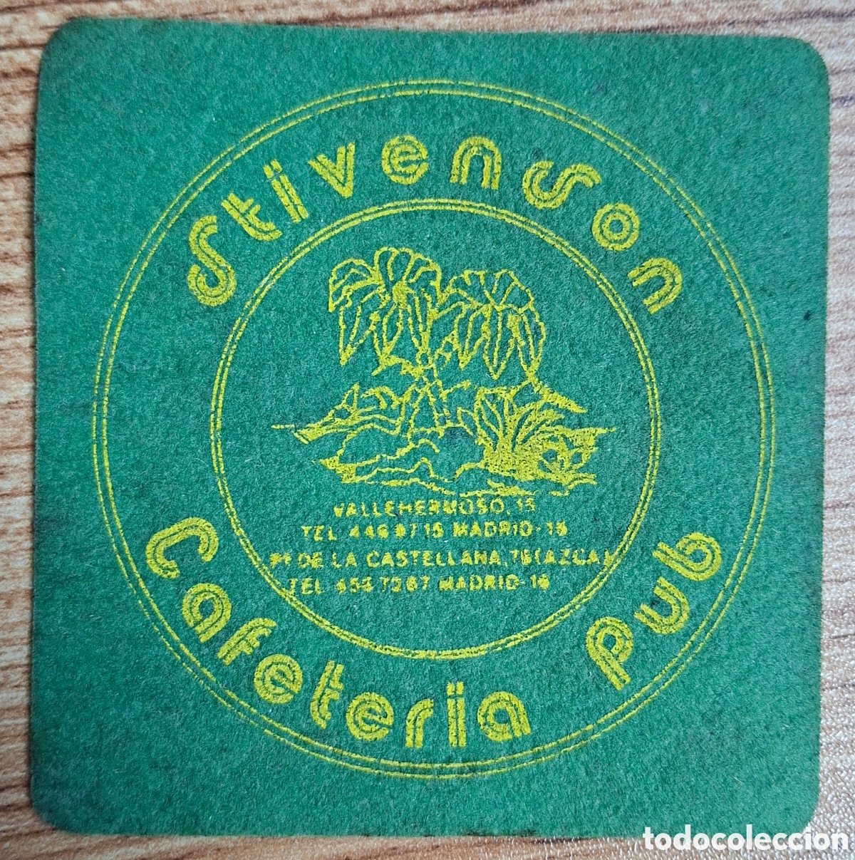 Otros Art&iacute;culos de Coleccionismo en Papel: Posavasos Cafeter&iacute;a Pub Stivenson verde - Madrid