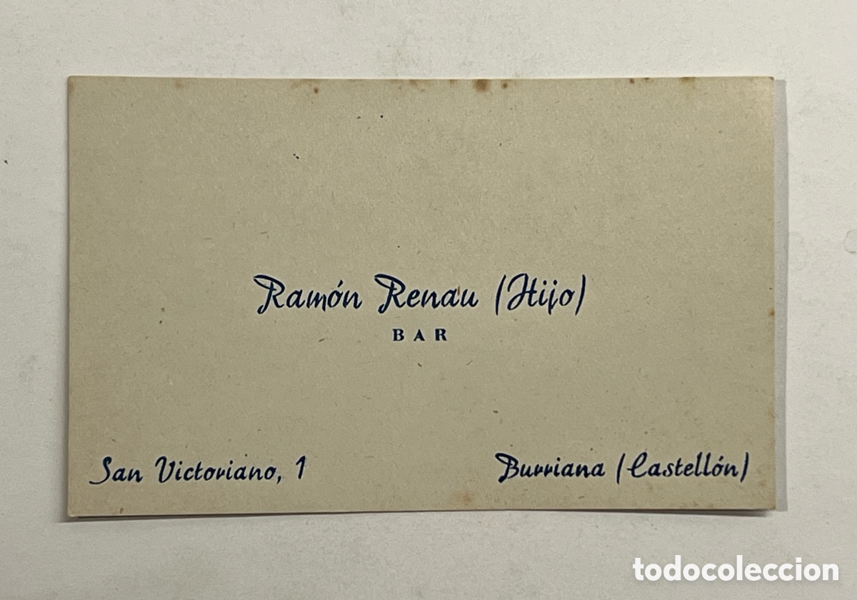 Otros Art&iacute;culos de Coleccionismo en Papel: BURRIANA Castell&oacute;n.. Tarjeta.. BAR.. Ram&oacute;n Renau, Hijo.. (h.1960?) Med&iacute;das: 6 x 9,5 cm.