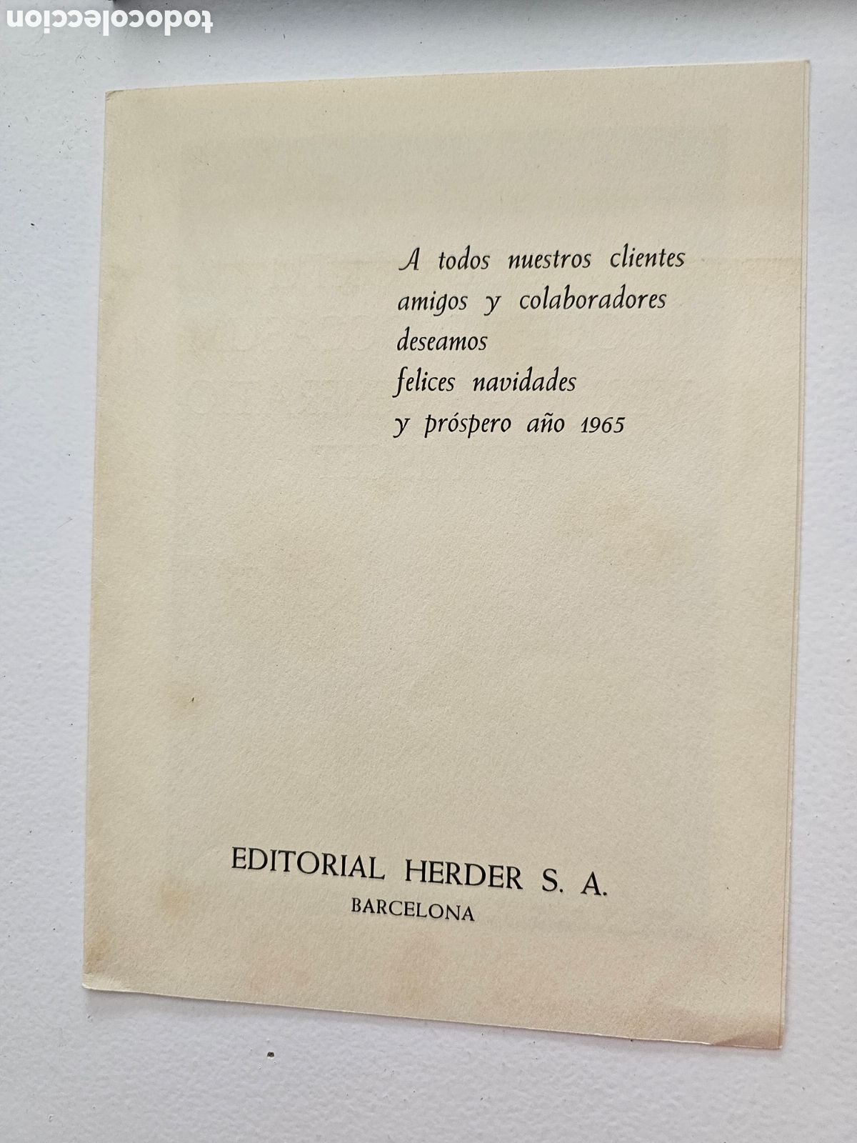 Otros Art&iacute;culos de Coleccionismo en Papel: Tarjeta felicitaci&oacute;n Navidad Editorial Herder S.A 1965 Epifan&iacute;a del Se&ntilde;or P. OLLER Vic Verri&egrave; Leon