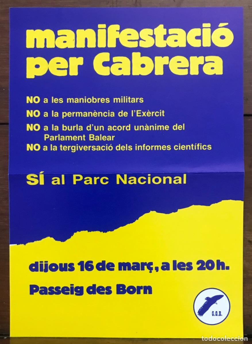 Otros Art&iacute;culos de Coleccionismo en Papel: MANIFESTACI&Oacute; PER CABRERA - A&ntilde;os 80/90 - G.O.B. (Grup Balear d'Ornitologia)-MALLORCA -15 cm X 10,5 cm
