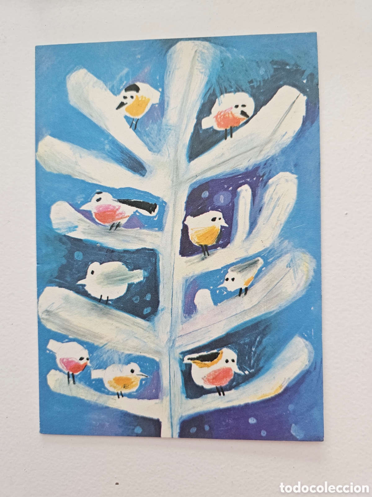 Otros Art&iacute;culos de Coleccionismo en Papel: Tarjeta de felicitaci&oacute;n de Navidad de UNICEF Hilabor S.A 1967 Terrassa Winter Birds Pekka Vuori