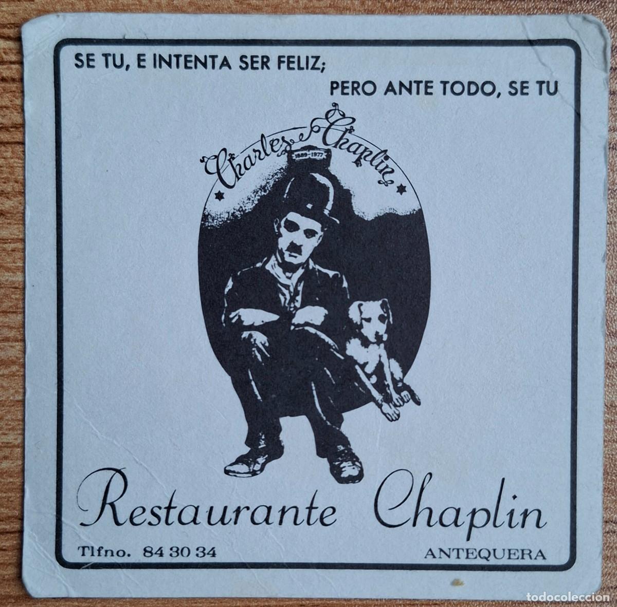 Otros Art&iacute;culos de Coleccionismo en Papel: Posavasos Restaurante Chaplin - Antequera (M&aacute;laga)
