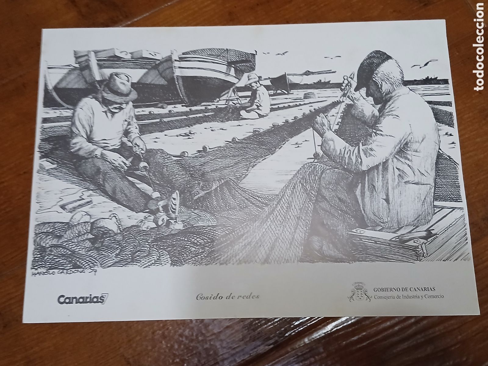 Otros Art&iacute;culos de Coleccionismo en Papel: L&aacute;minas Labores Canarias -Cosido de redes- Canarias 7 -35x25 cm-