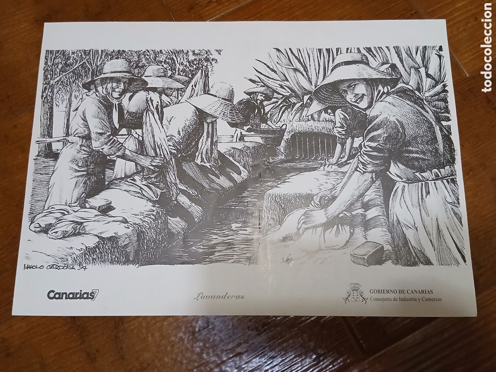 Otros Art&iacute;culos de Coleccionismo en Papel: L&aacute;minas Labores Canaria -Lavanderas- Canarias 7 -35x25cm-