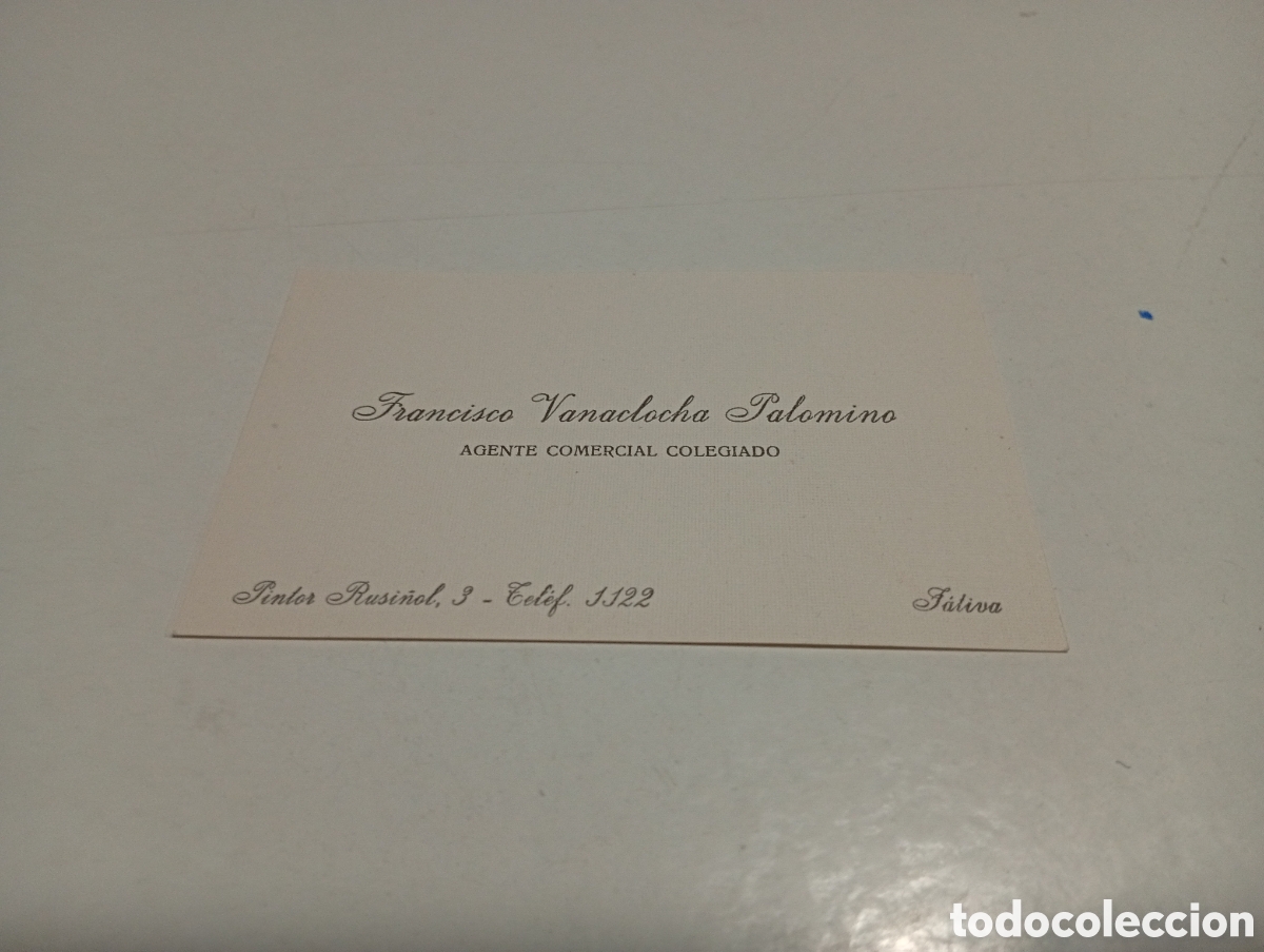 Otros Art&iacute;culos de Coleccionismo en Papel: Tarjeta visita Francisco Vanaclocha Palomino, J&aacute;tiva