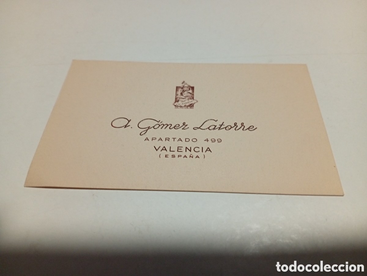 Otros Art&iacute;culos de Coleccionismo en Papel: Tarjeta visita A.Gomez Latorre, Valencia