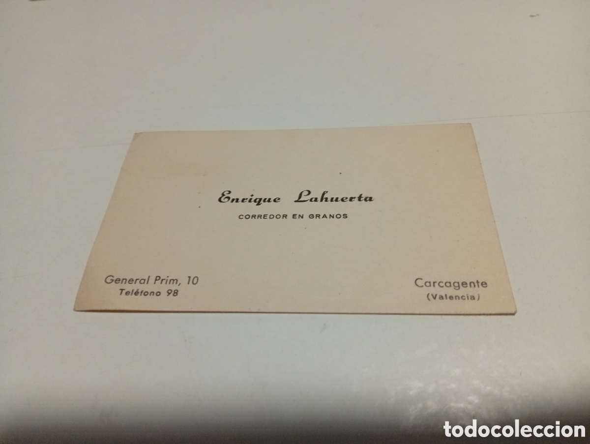 Otros Art&iacute;culos de Coleccionismo en Papel: Tarjeta visita Enrique Lahuerta corredor en granos,carcagente