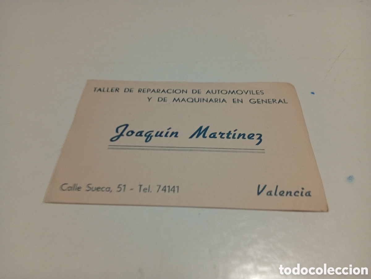Otros Art&iacute;culos de Coleccionismo en Papel: Tarjeta visita Joaqu&iacute;n Mart&iacute;nez,taller de reparaci&oacute;n, Valencia