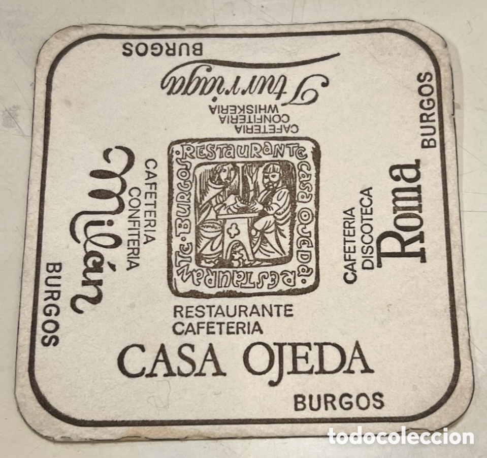 Otros Art&iacute;culos de Coleccionismo en Papel: Posavasos. CASA OJEDA. Discoteca Roma. Cafeteria Mil&aacute;n. Cafeteria Iturriaga. Burgos. A&ntilde;os 70.