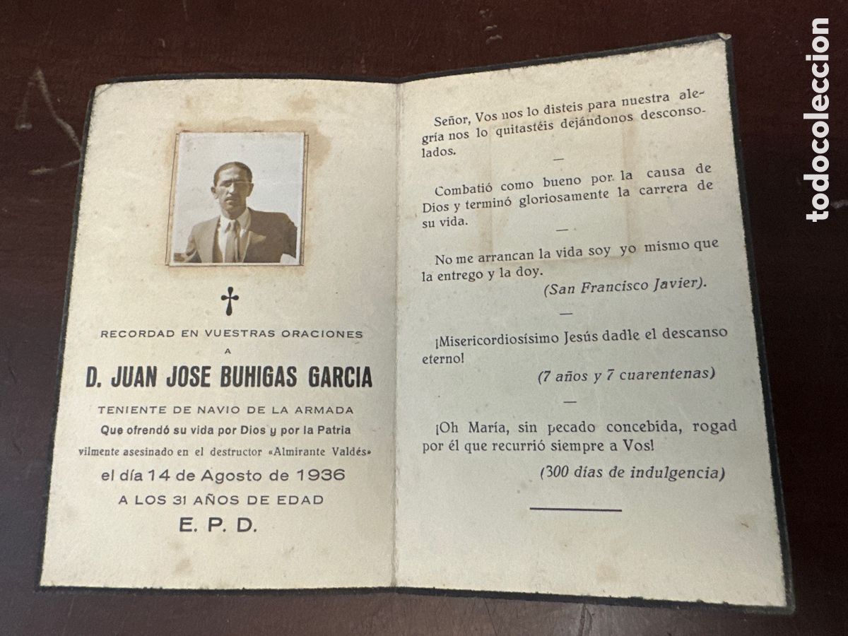 Otros Art&iacute;culos de Coleccionismo en Papel: GUERRA CIVIL- ESQUELA RECORDATORIO DE TENIENTE DE NAV&Iacute;O DE LA ARMADA. 1936 ALMIRANTE VALD&Eacute;S