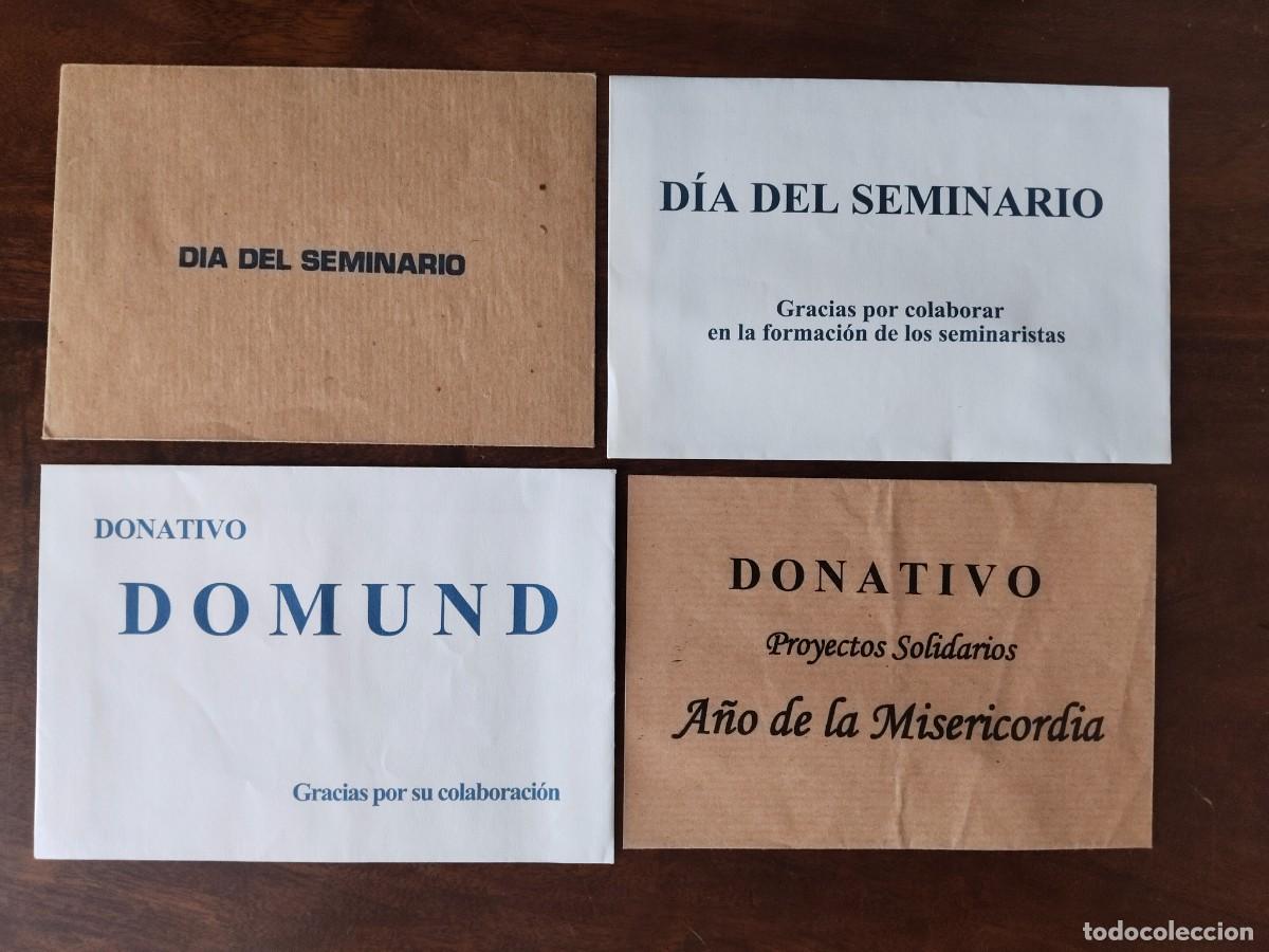 Otros Art&iacute;culos de Coleccionismo en Papel: 4 sobres Donativos. D&iacute;a del Seminario, Proyectos solidarios, Domund.