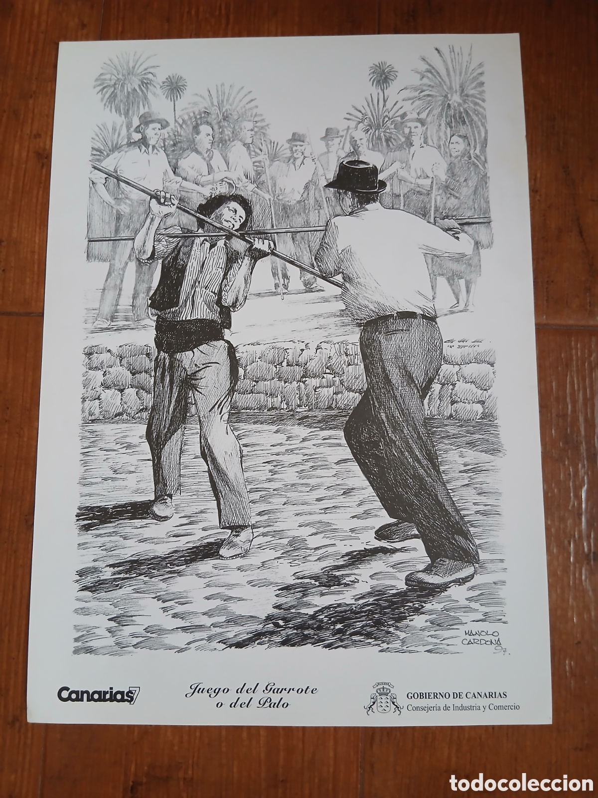 Otros Art&iacute;culos de Coleccionismo en Papel: L&aacute;minas Labores Canarias -Juego del Garrote o del Palo- Canarias 7 -25X35 cm-
