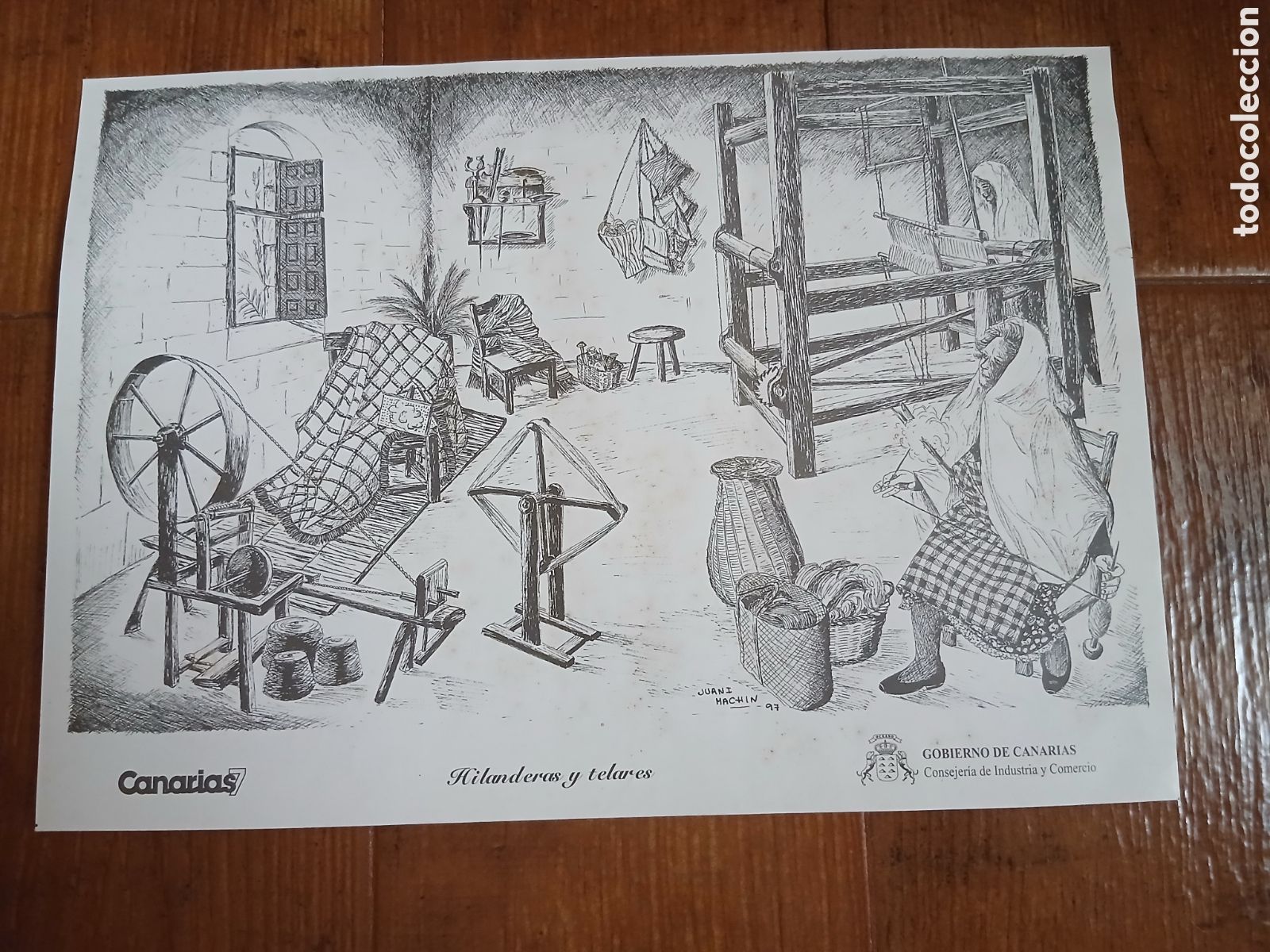 Otros Art&iacute;culos de Coleccionismo en Papel: L&aacute;minas Labores Canarias -Hilanderas y Telares- Canarias 7 -25x35 cm-