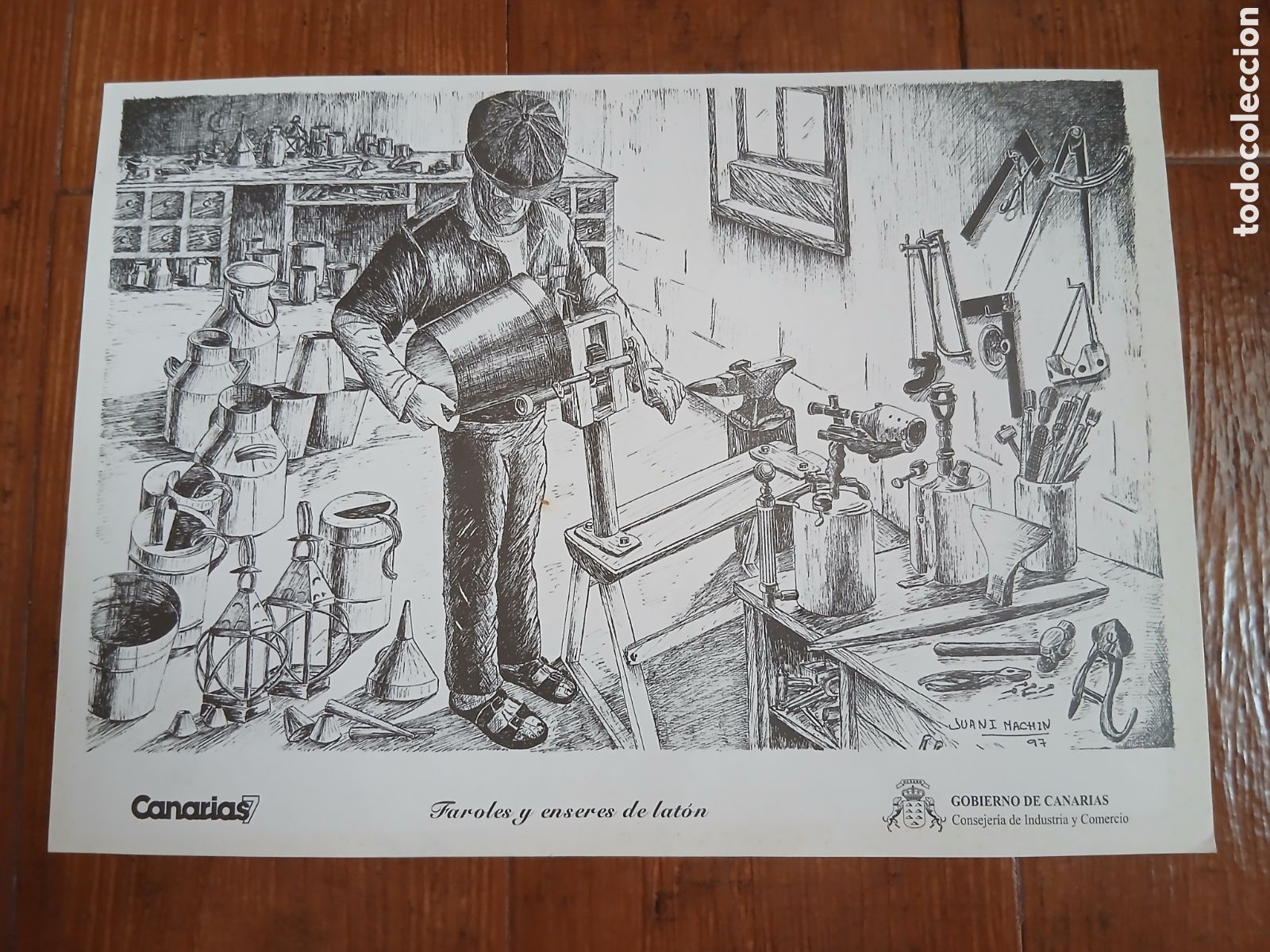 Otros Art&iacute;culos de Coleccionismo en Papel: L&aacute;minas Labores Canaria -Faroles y Enseres de Lat&oacute;n- Canarias 7 -25x35cm-