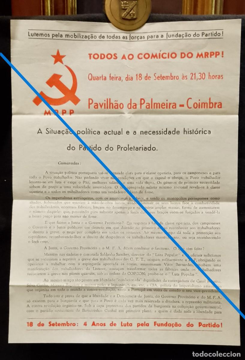 Otros Art&iacute;culos de Coleccionismo en Papel: Com&iacute;cio do MRPP - Coimbra 1974