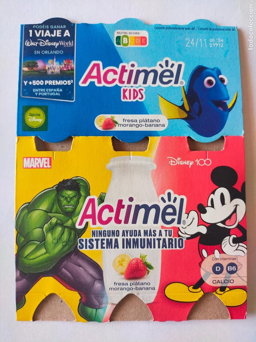 Otros Art&iacute;culos de Coleccionismo en Papel: DISNEY 100 ANIVERSARIO - DORY - MARVEL-HULK - MICKEY MOUSE - EMBALAJE CARTON ACTIMEL KIDS DANONE