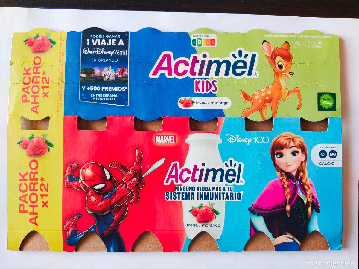 Otros Art&iacute;culos de Coleccionismo en Papel: DISNEY 100 ANIVERSARIO BAMBI - MARVEL-SPIDERMAN - FROZEN-ANNA - EMBALAJE CARTON ACTIMEL KIDS DANONE