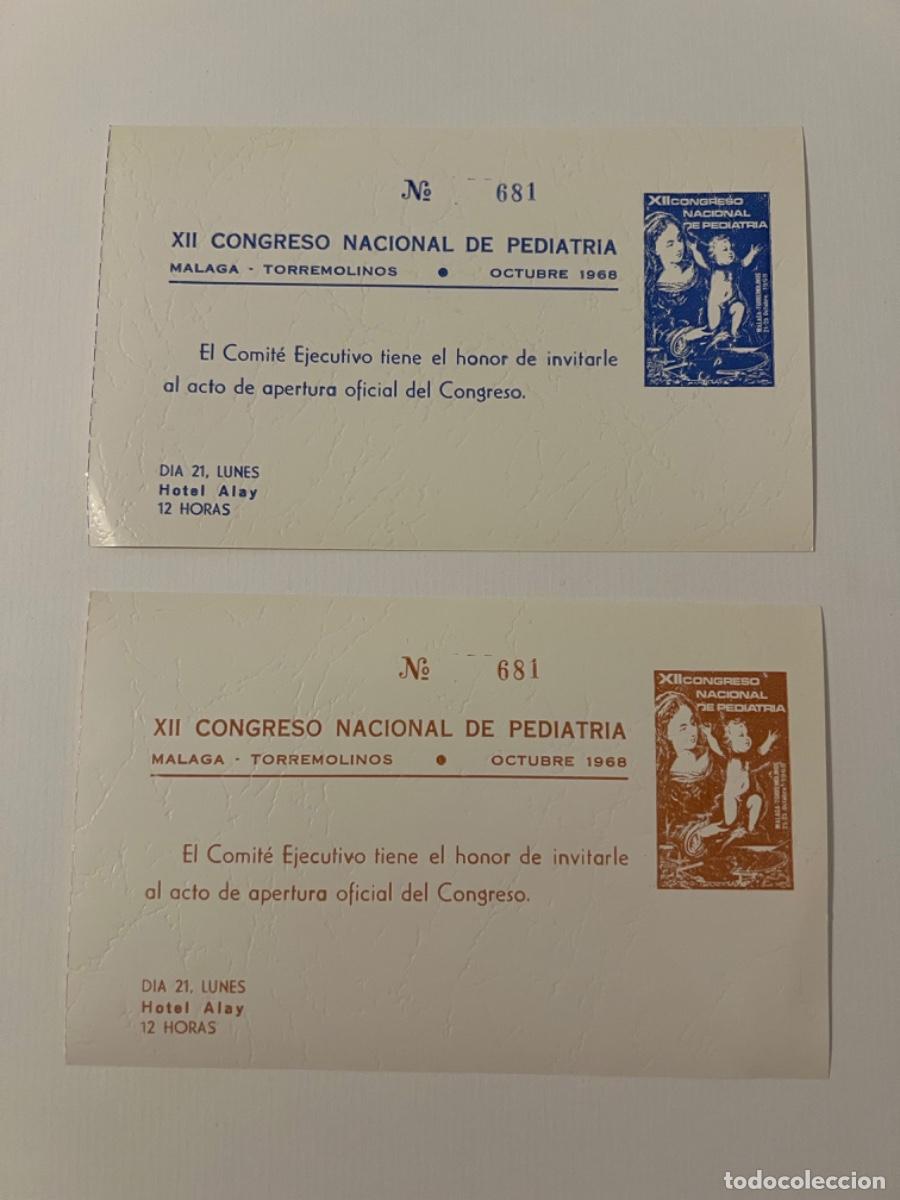 Otros Art&iacute;culos de Coleccionismo en Papel: 2 Tarjetas invitaci&oacute;n CONGRESO PEDIATR&Iacute;A TORREMOLINOS M&Aacute;LAGA 1968