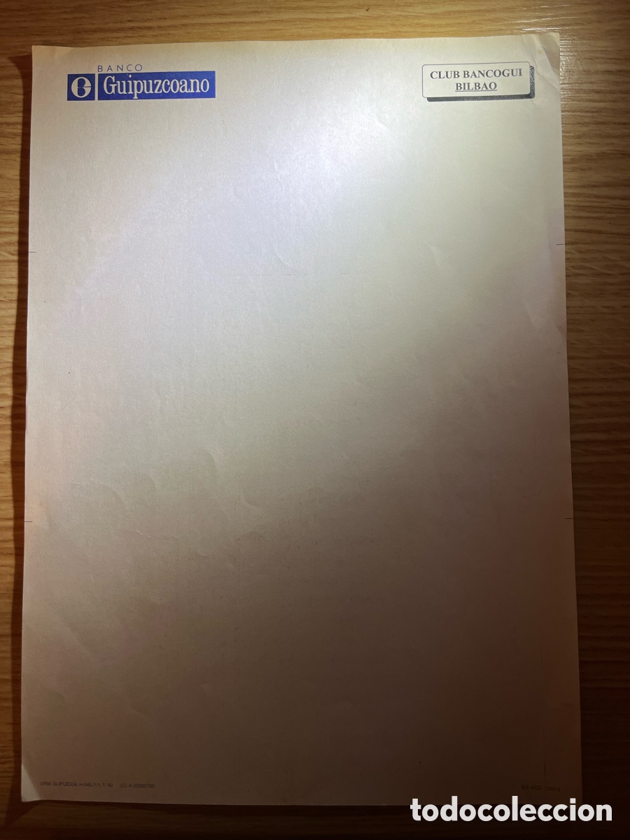 Otros Art&iacute;culos de Coleccionismo en Papel: Antiguo Folio BANCO GUIPUZCOANO serigrafiado con logo. CLUB BANCOGUI BILBAO