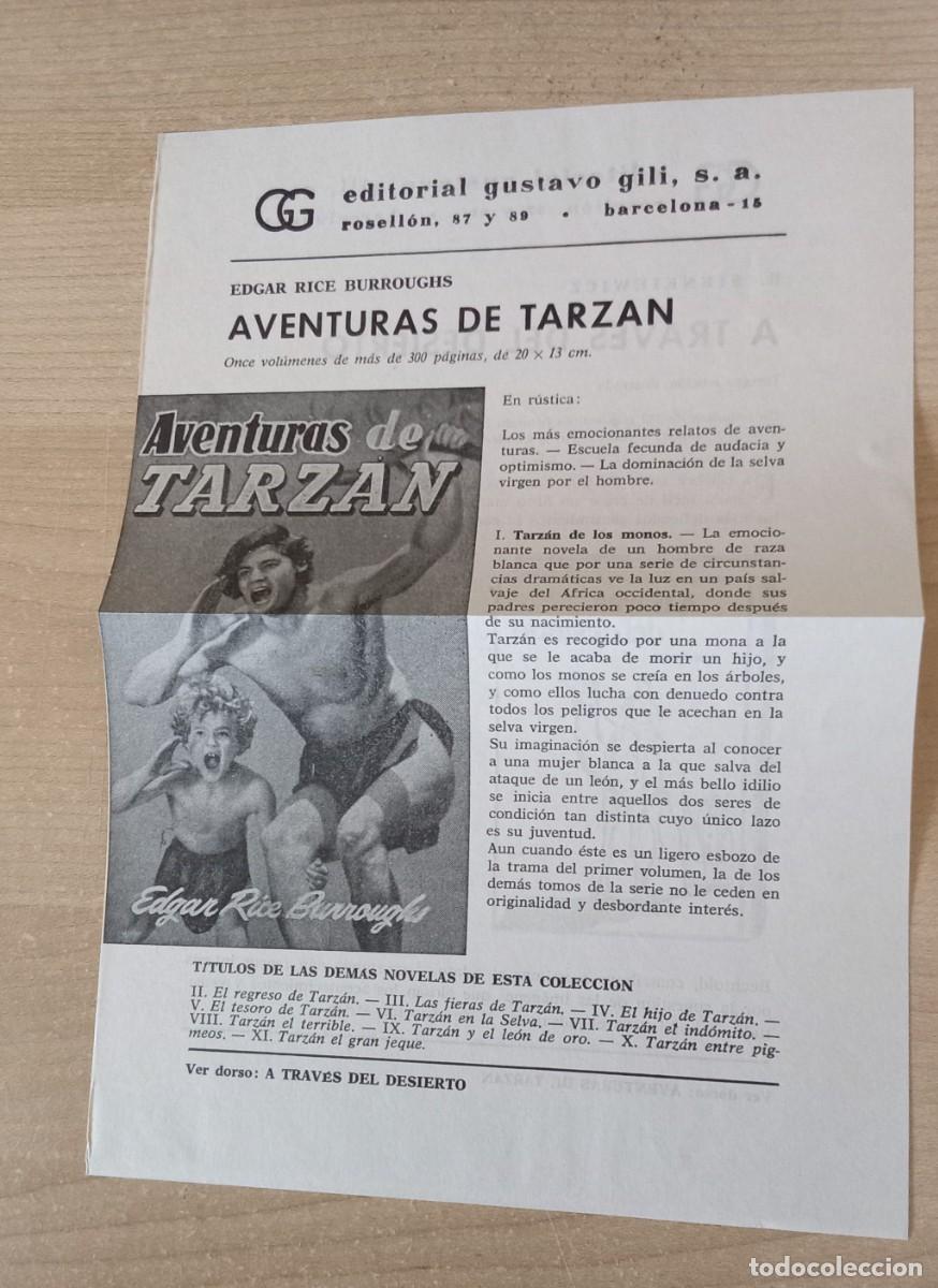 Otros Art&iacute;culos de Coleccionismo en Papel: publicidad editorial gustavo gili.. Aventuras de tarzan - A traves del desierto