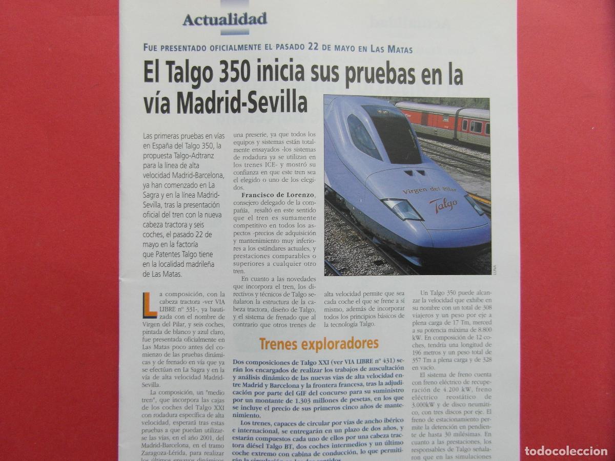 Otros Art&iacute;culos de Coleccionismo en Papel: ARTICULO 2000 - REF: ARTTREN02 - EL TALGO VIRGEN DEL PILAR 350 PRUEBAS - TRANSMET HARA TRANVIA BARCE