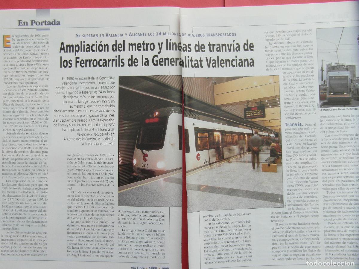 Otros art&iacute;culos de coleccionismo en papel: ARTICULO 1999 - REF: ARTTREN02 - FGV VALENCIA AMPLIA METRO Y TRANVIA ALICANTE BURJASSOT - 4 PAGINAS