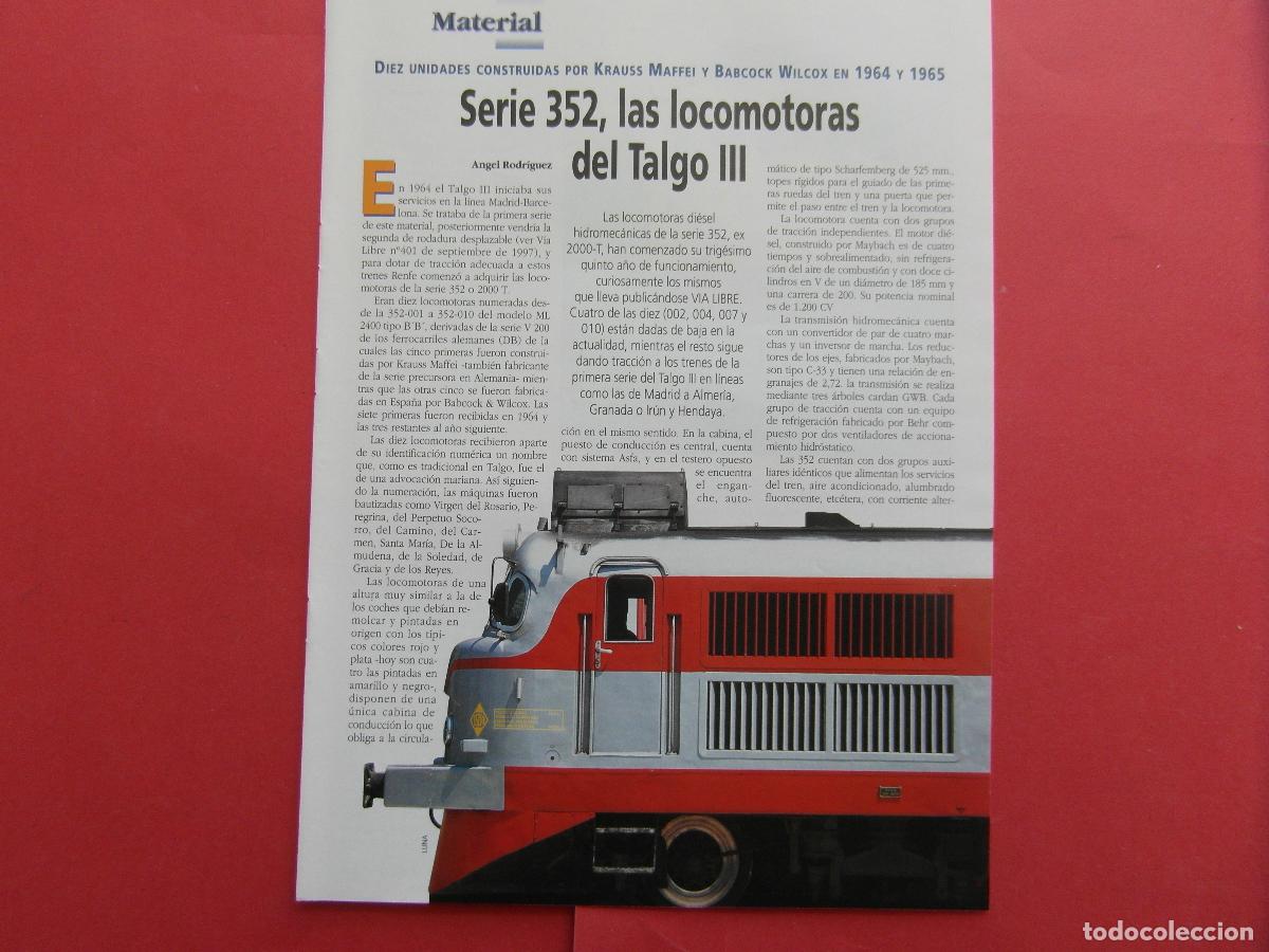 Otros art&iacute;culos de coleccionismo en papel: ARTICULO 1998 - REF: ARTTREN02 - SERIE 352 LOCOMOTORA TALGO III - 2 PAGINAS