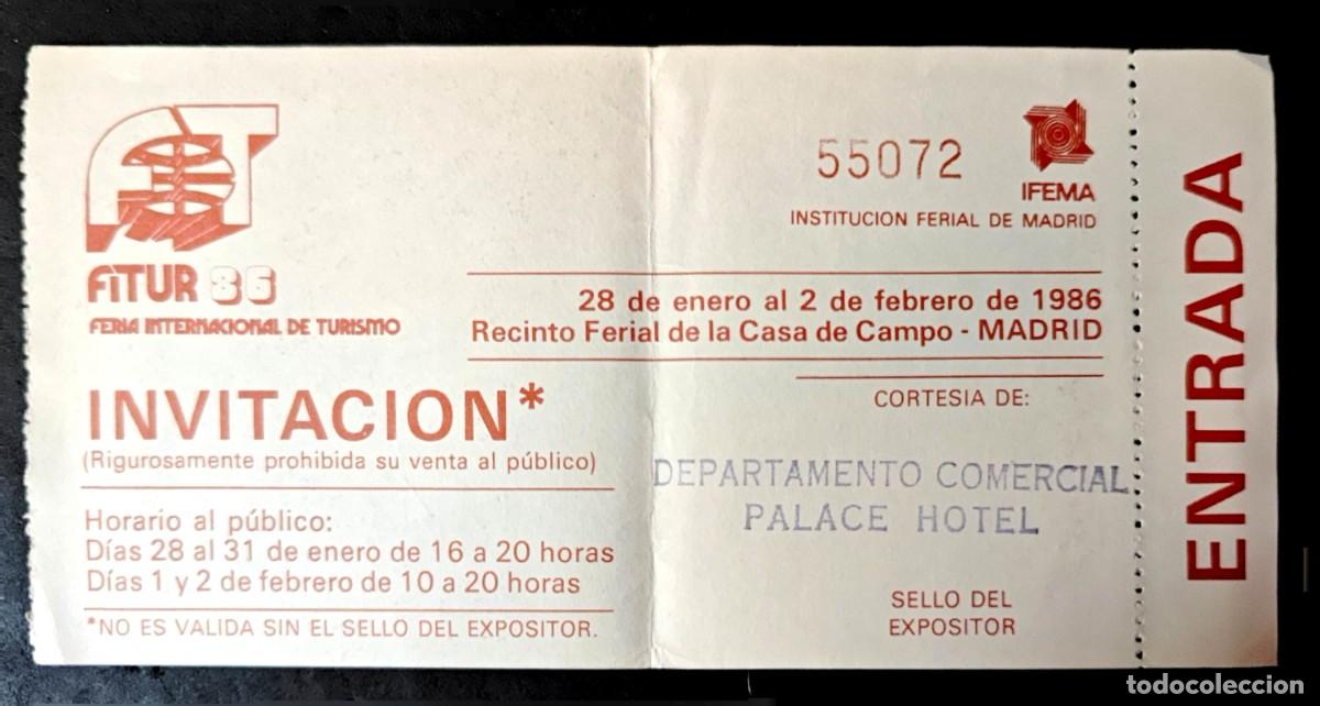 Otros Art&iacute;culos de Coleccionismo en Papel: Invitacion FITUR 1986 Feria Casa de Campo Madrid IFEMA Expositor Palace Hotel (SIN CORTAR)