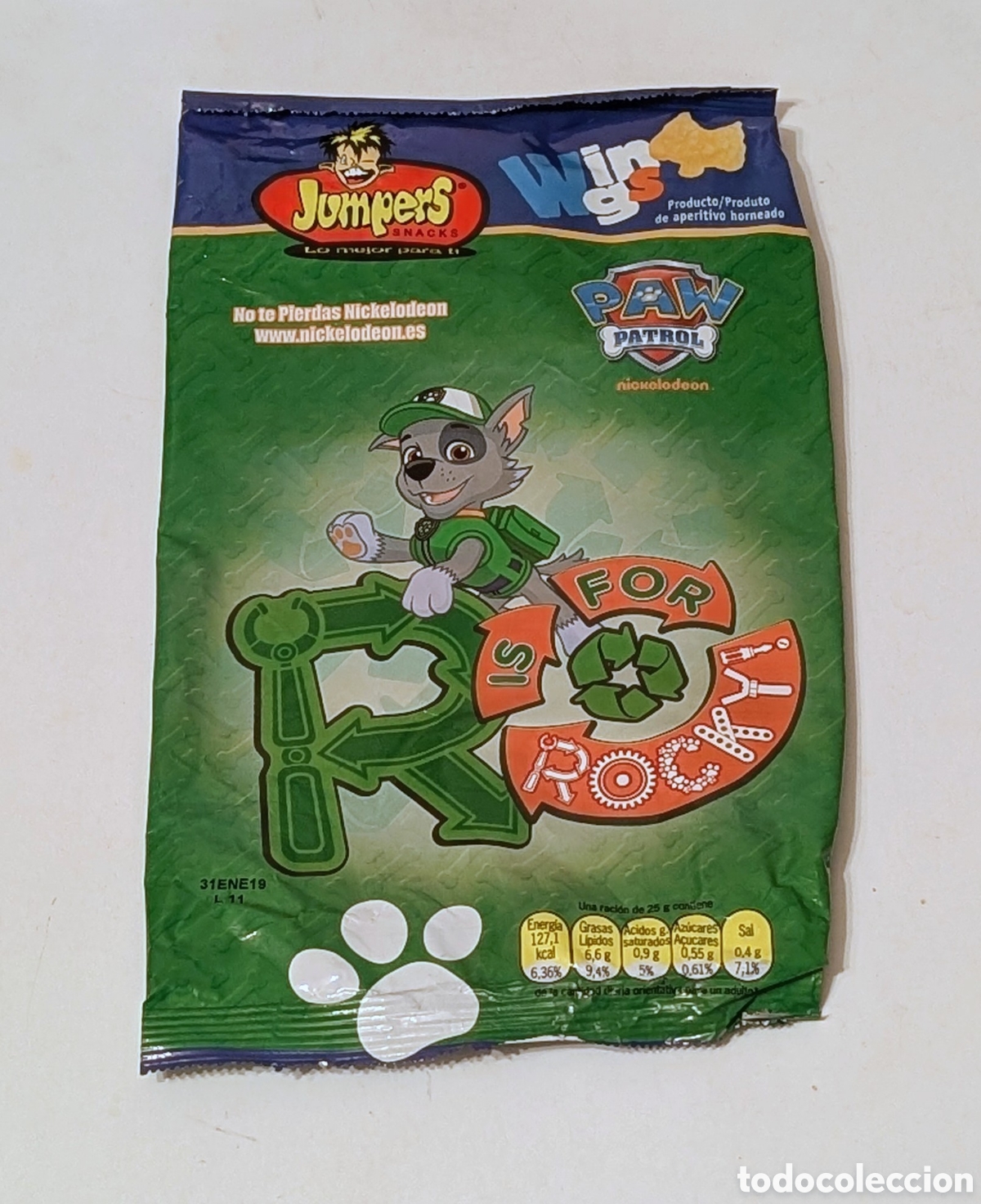 Otros Art&iacute;culos de Coleccionismo en Papel: Bolsa patatas Jumpers. Tazos. Jumpazos. Paw Patrol. Patrulla Canina. ROCKY