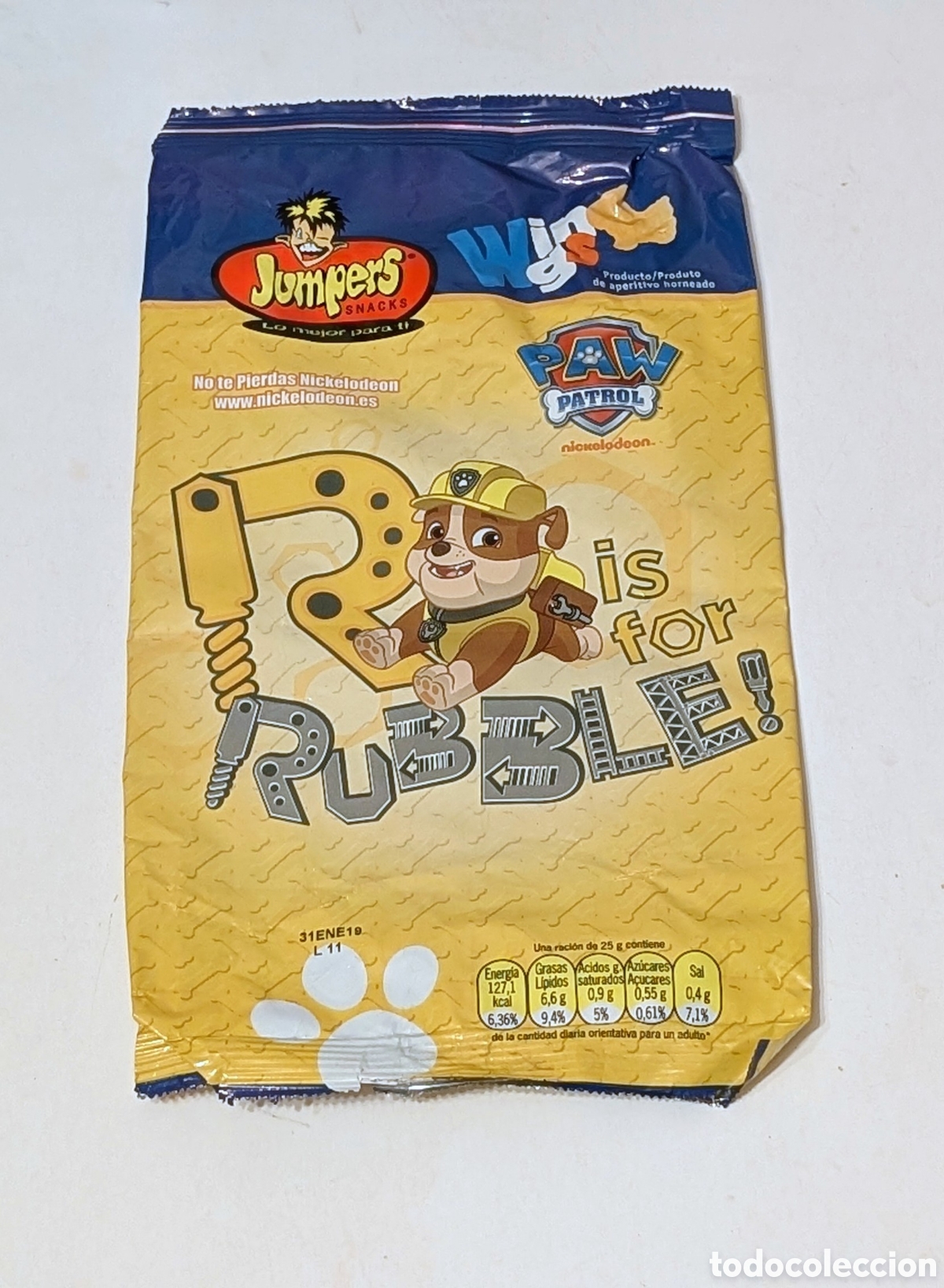 Otros Art&iacute;culos de Coleccionismo en Papel: Bolsa patatas Jumpers. Tazos. Jumpazos. Paw Patrol. Patrulla Canina. RUBBLE