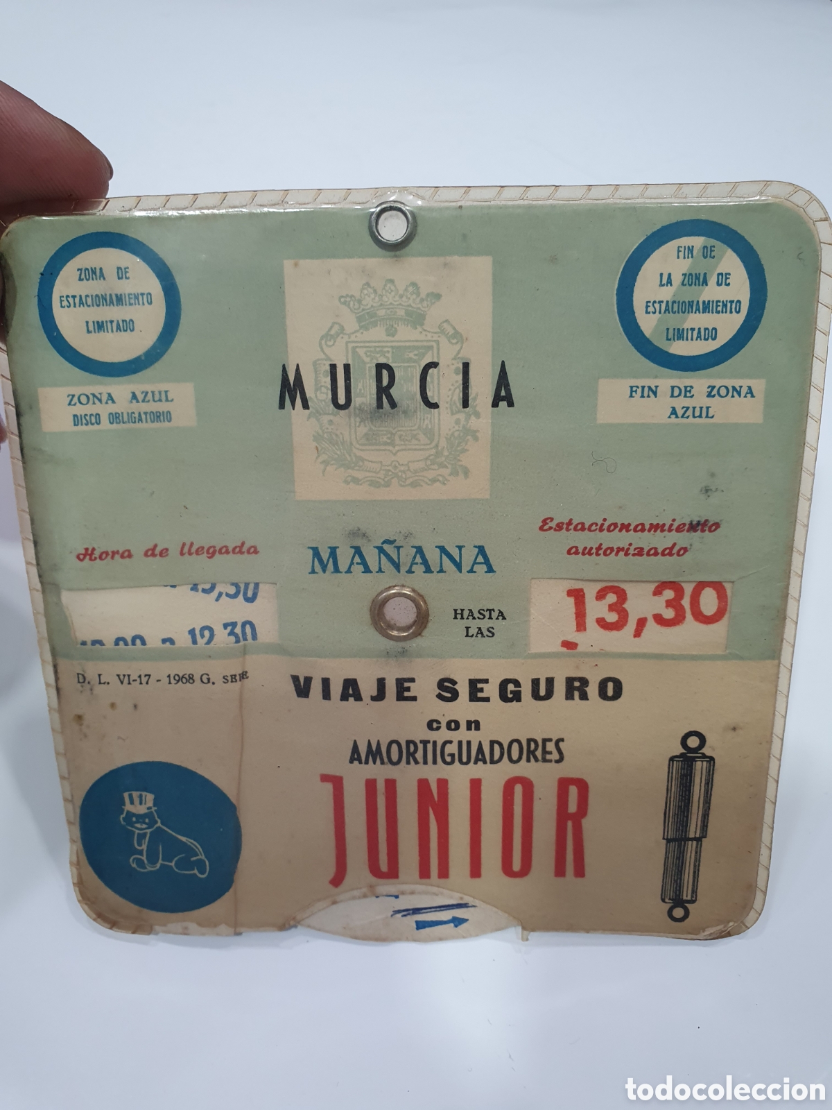 Altri oggetti di carta: Disco de aparcamiento Ayto de Murcia. Amortiguadores Junior. (L131)