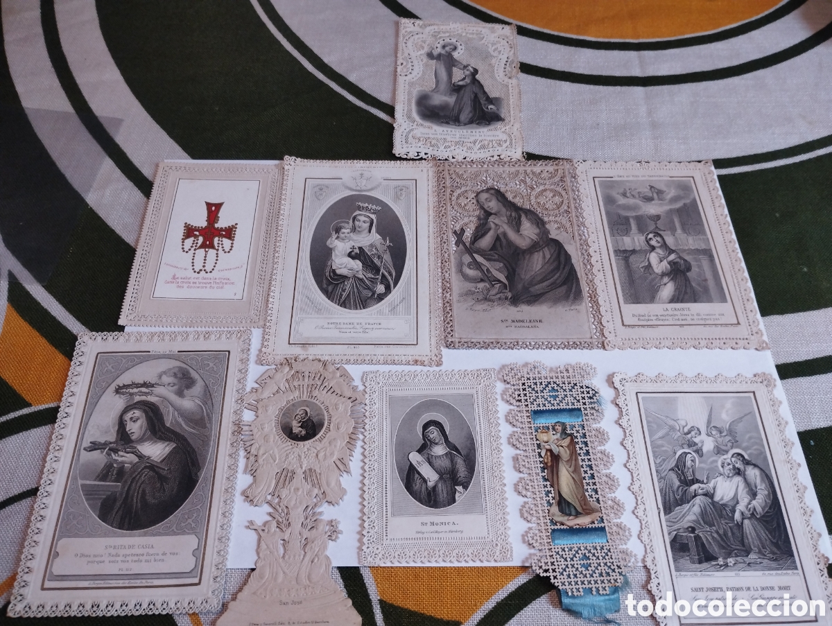 Altri oggetti di carta: Lote de 10 estampas religiosas caladas muy antiguas