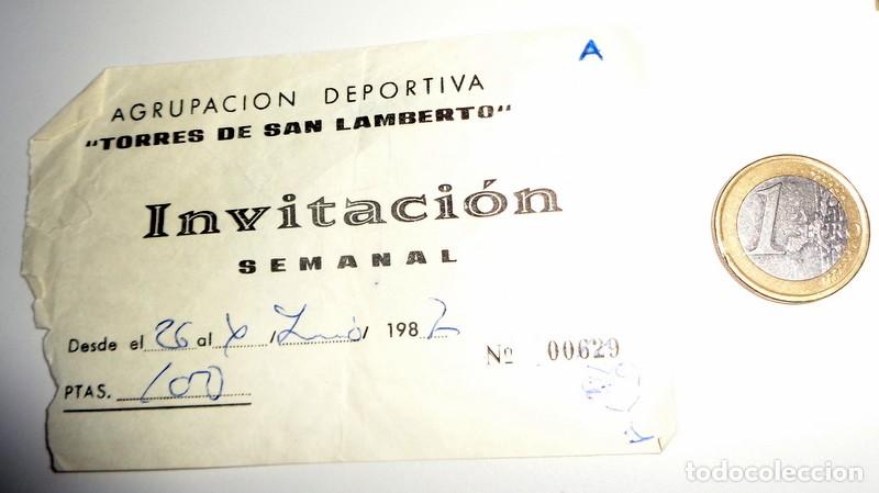 Otros Art&iacute;culos de Coleccionismo en Papel: ENTRADA TICKET INVITACI&Oacute;N SEMANAL AGRUPACION DEPORTIVA SAN LAMBERTO ZARAGOZA. A&Ntilde;O 1982 ANTIGUA