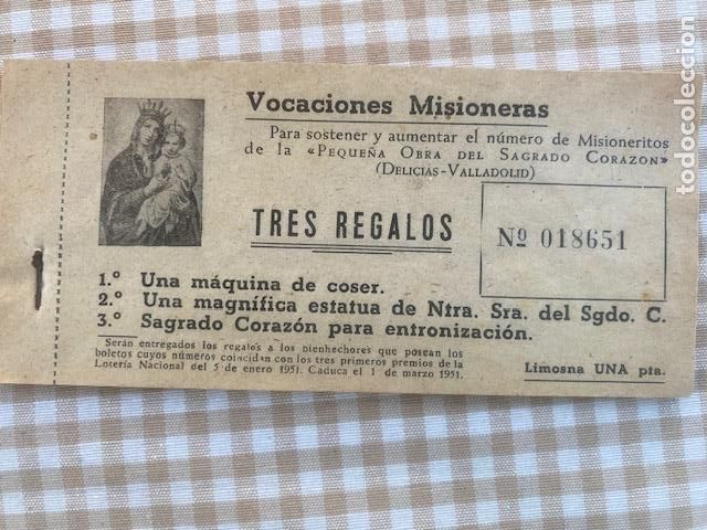 Otros Art&iacute;culos de Coleccionismo en Papel: Vocaciones Misioneras. 1951. Peque&ntilde;a Obra del Sagrado Corazon. Delicias-Valladolid. Talonario 25