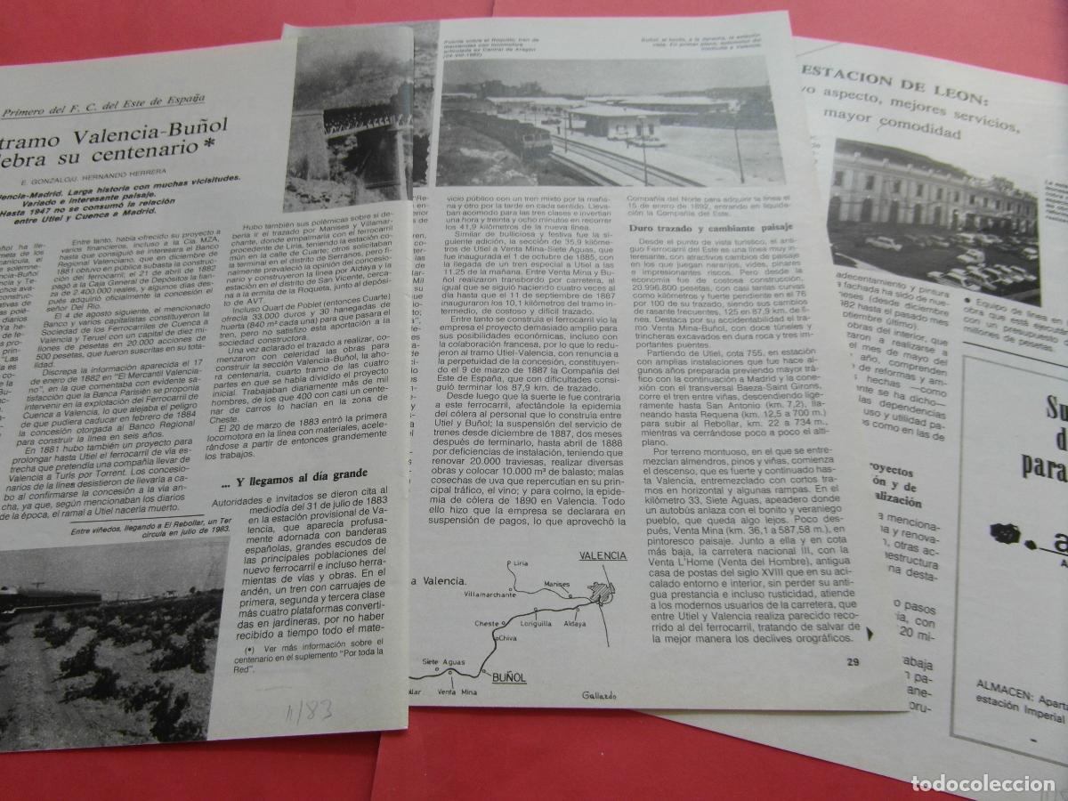 Collectionnisme Papier divers: ARTICULO 1983 - REF: ARTTREN02 - VALENCIA BU&Ntilde;OL CENTENARIO FERROBUS - RENFE FERROCARRIL TREN