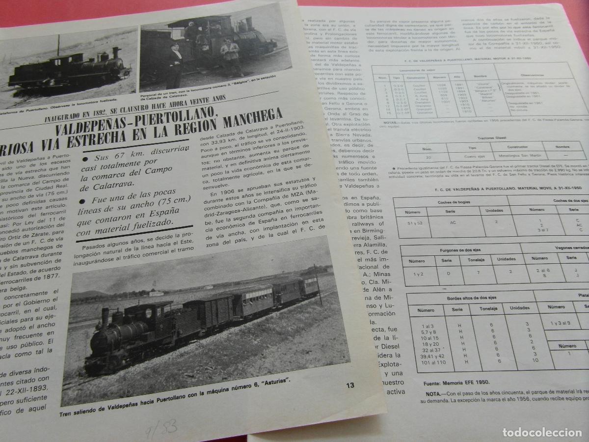 Otros Art&iacute;culos de Coleccionismo en Papel: ARTICULO 1983 - REF: ARTTREN02 - VALDEPE&Ntilde;AS PUERTOLLANO VIA ESTRECHA - RENFE FERROCARRIL TREN