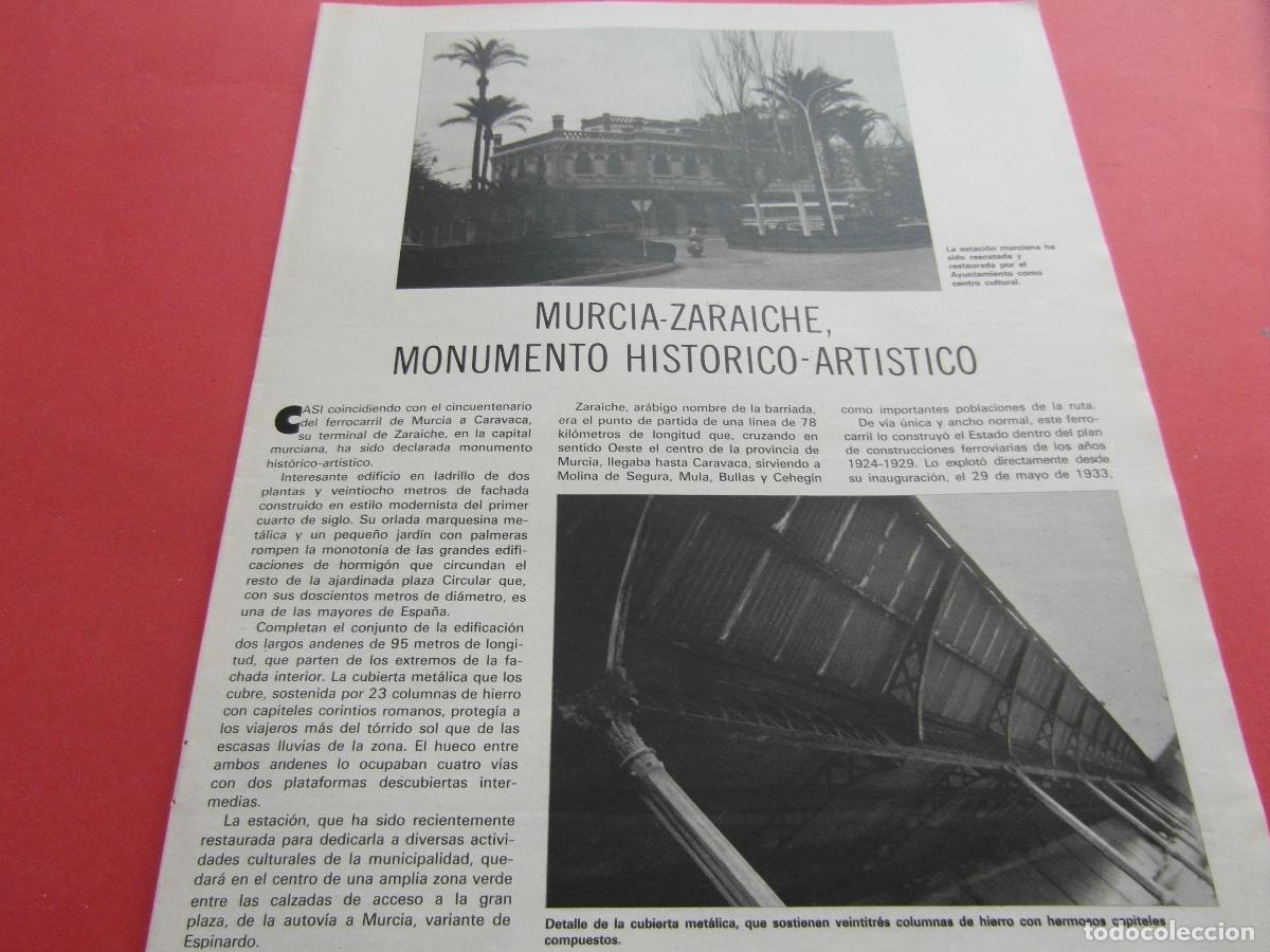 Otros art&iacute;culos de coleccionismo en papel: ARTICULO 1983 - REF: ARTTREN02 - MURCIA ZARAICHE - RENFE FERROCARRIL