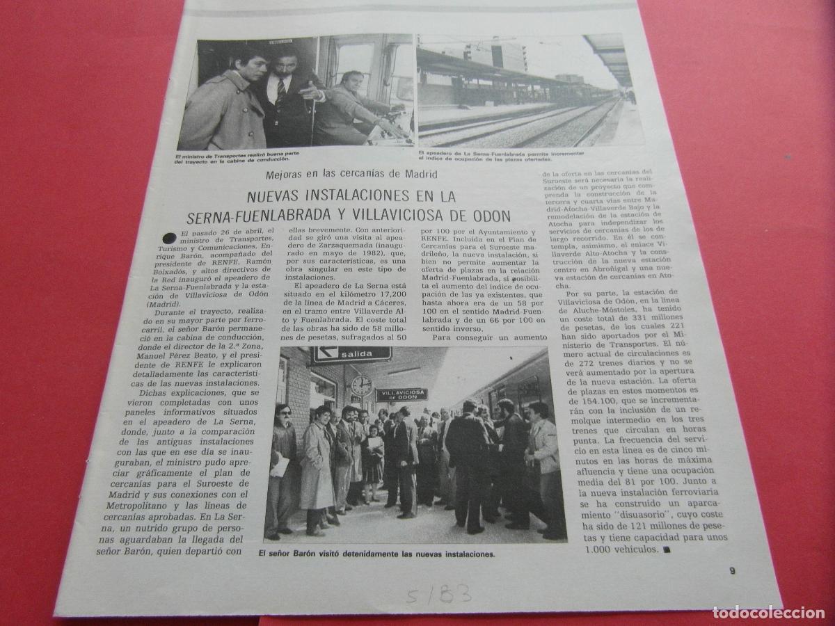 Otros art&iacute;culos de coleccionismo en papel: ARTICULO 1983 - REF: ARTTREN02 - LA SERNA FUENLABRADA VILLAVICIOSA DE ODON - RENFE FERROCARRIL