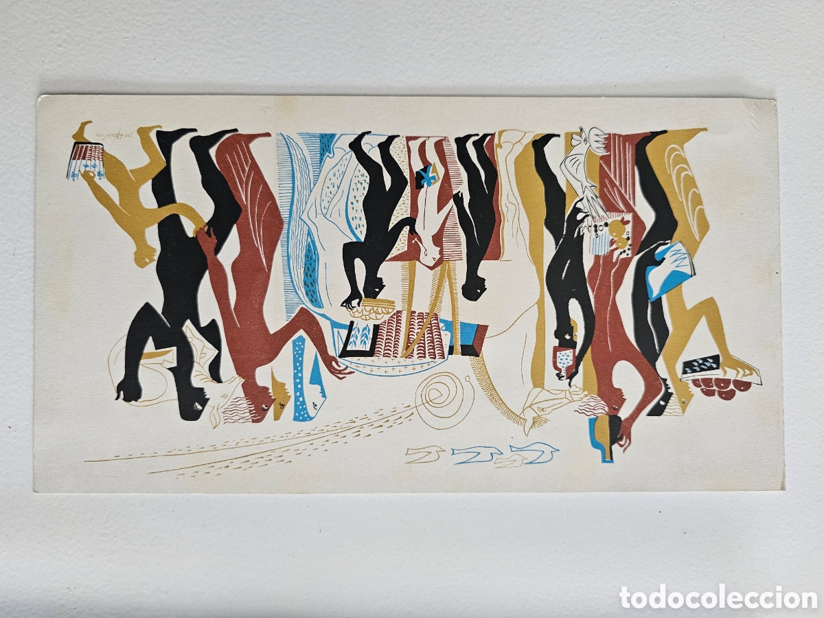 Otros Art&iacute;culos de Coleccionismo en Papel: Tarjeta de felicitaci&oacute;n de Navidad Historia del textil Jos&eacute; Alfonso Cun&iacute; Barcelona V. Tardiu