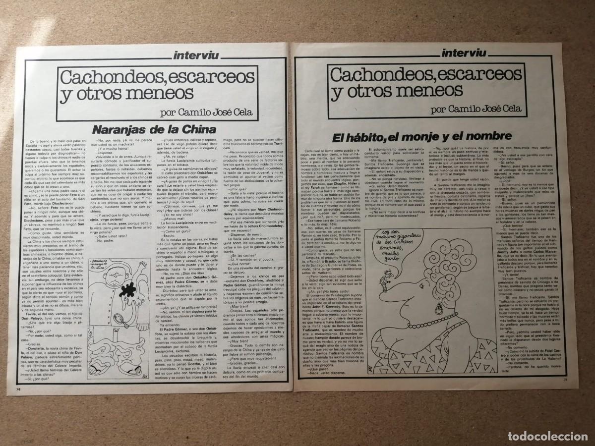 Otros Art&iacute;culos de Coleccionismo en Papel: DOS ARTICULOS CAMILO JOSE CELA. REVISTA INTERVIU