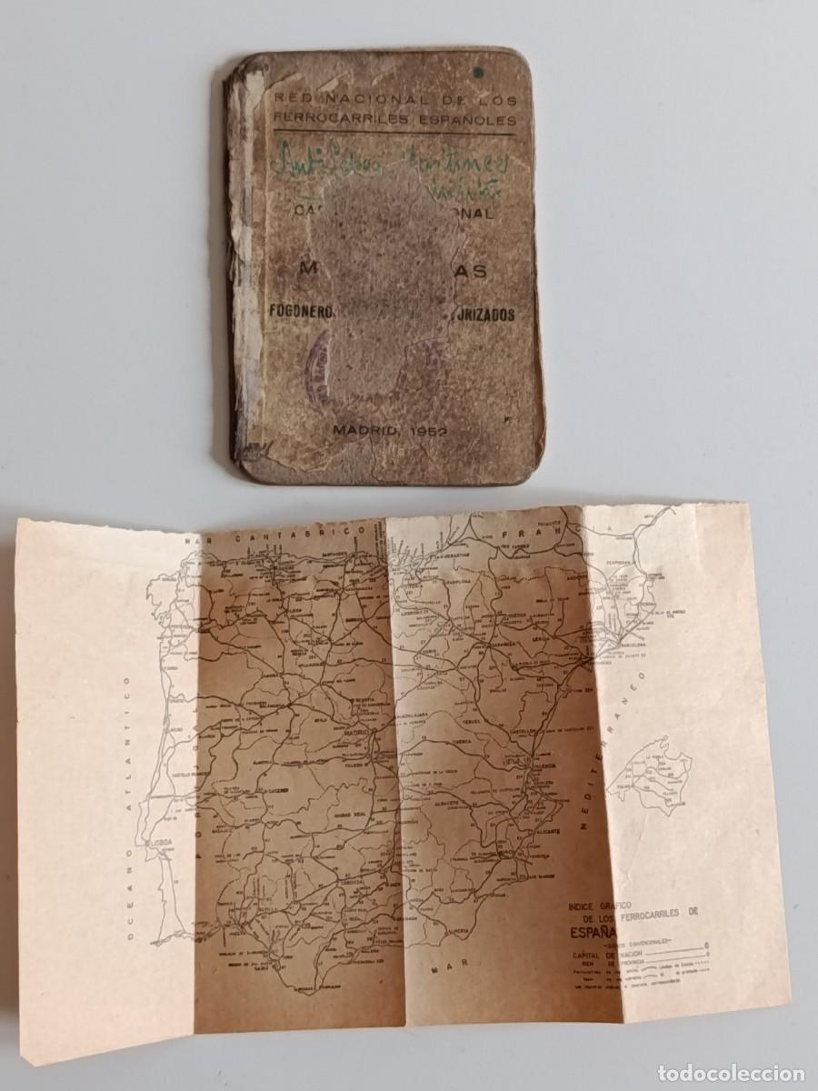 Otros Art&iacute;culos de Coleccionismo en Papel: CARTILLA PROFESIONAL DE MAQUINISTAS Y FOGONEROS 1952 RED NACIONAL DE FERROCARRILES ESPA&Ntilde;OLES. MAPA
