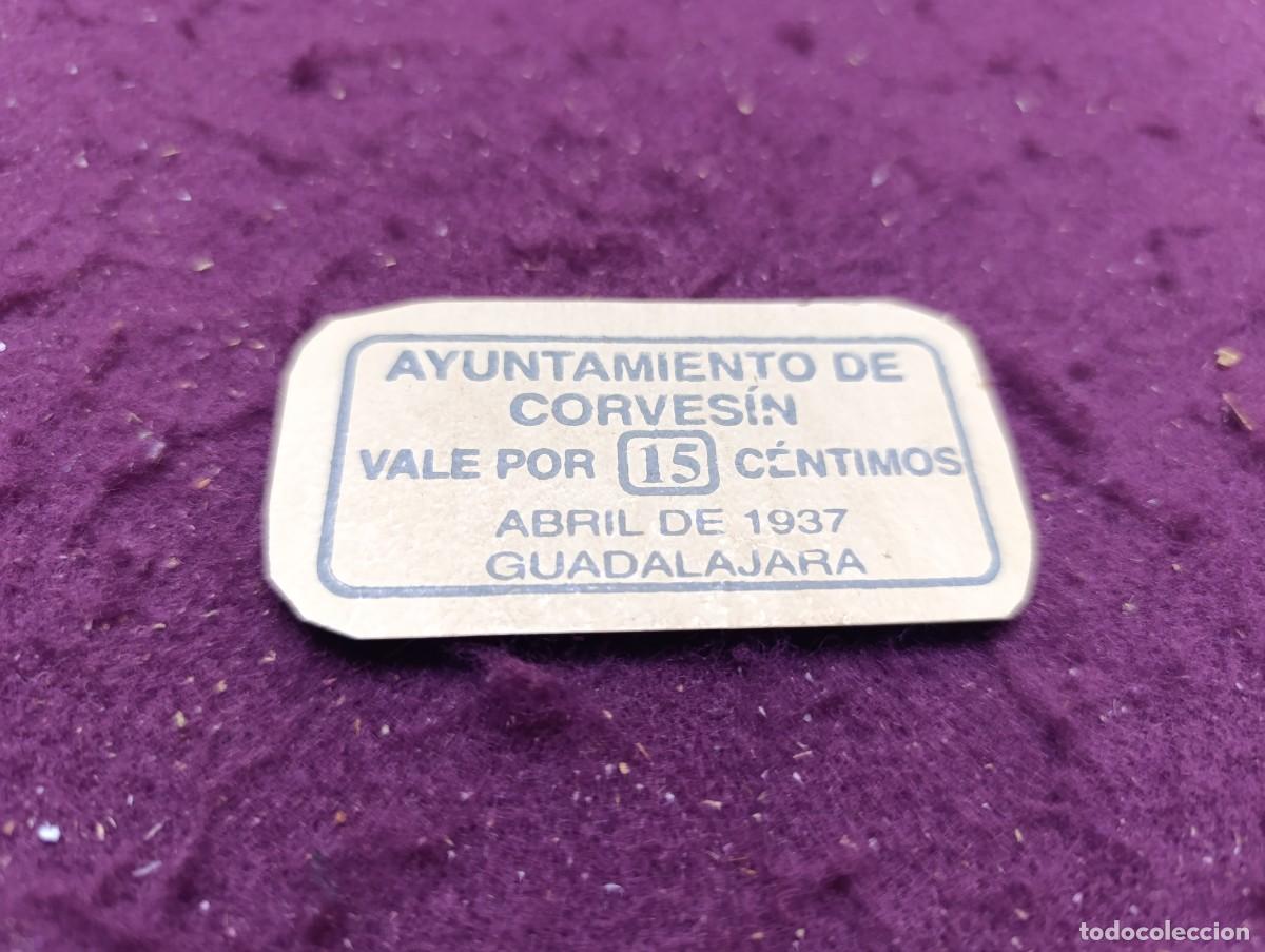 Collectionnisme Papier divers: Guerra Civil, 1937, Ayto. de Corves&iacute;n, Vale por 15 c&eacute;ntimos, Guadalajara