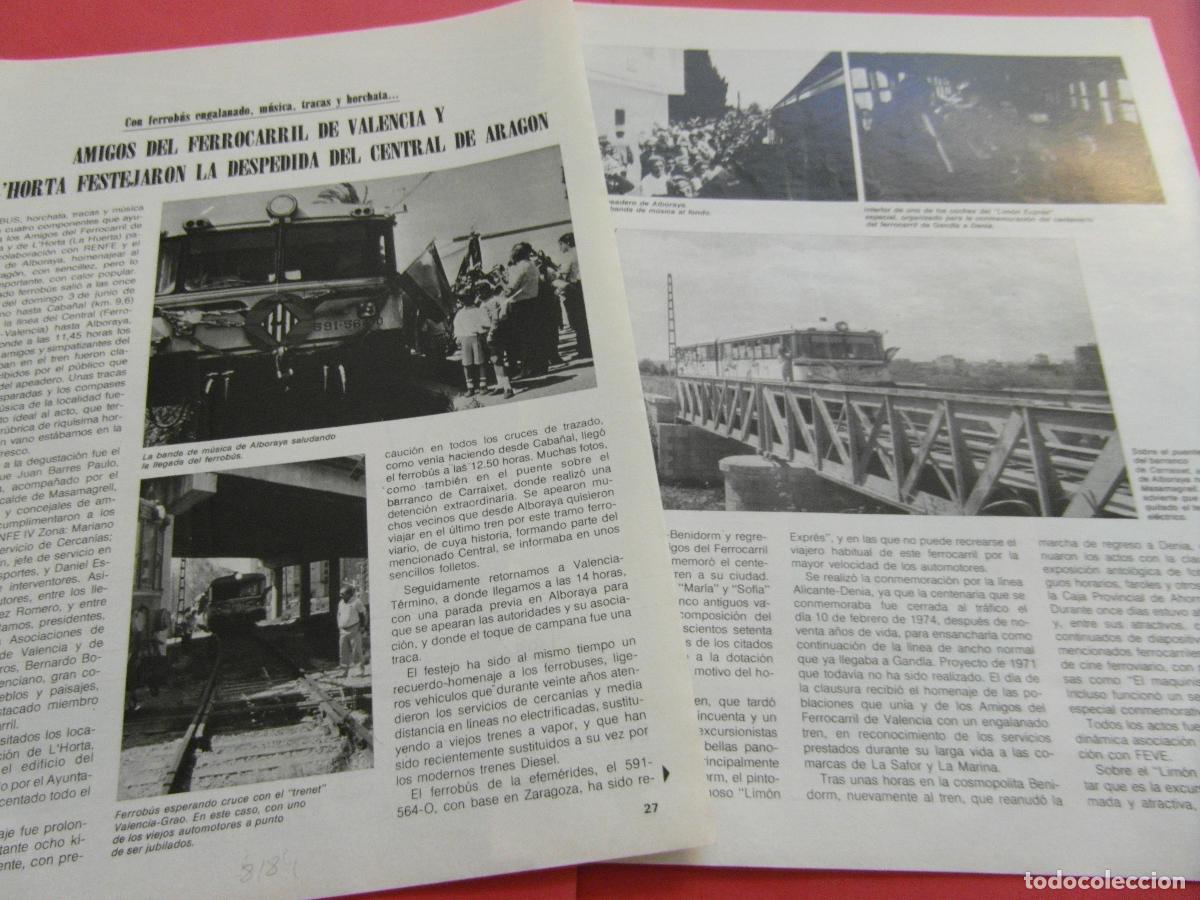 Otros art&iacute;culos de coleccionismo en papel: ARTICULO 1984 - REF: ARTTREN02 - FC FERROCARRIL CENTRAL ARAGON VALENCIA L&acute;HORTA BENIDORM - RENFE