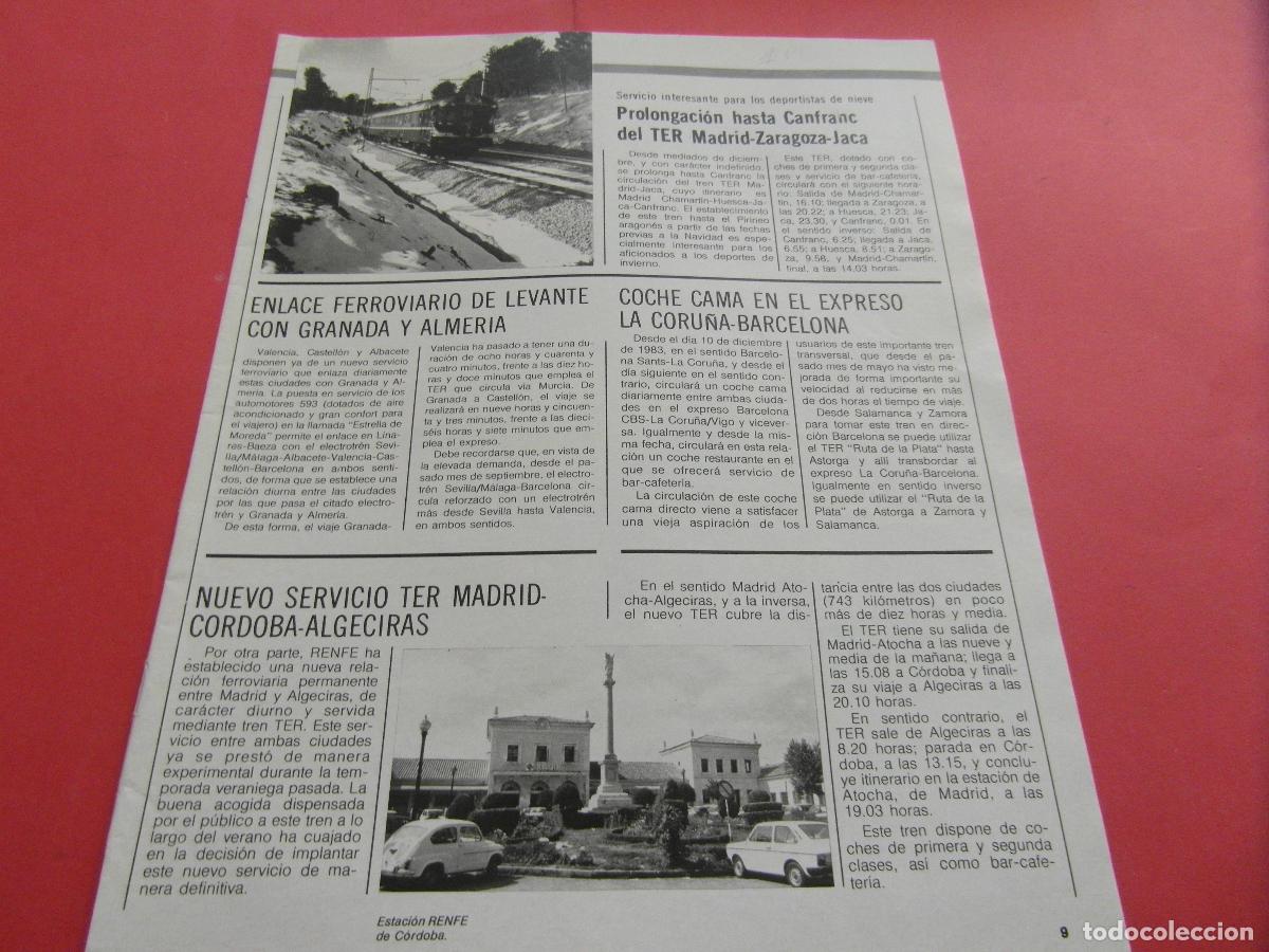 Otros art&iacute;culos de coleccionismo en papel: ARTICULO 1984 - REF: ARTTREN02 - PROLONGACION HASTA CANFRANC ESTACION CORDOBA - RENFE FERROCARRIL