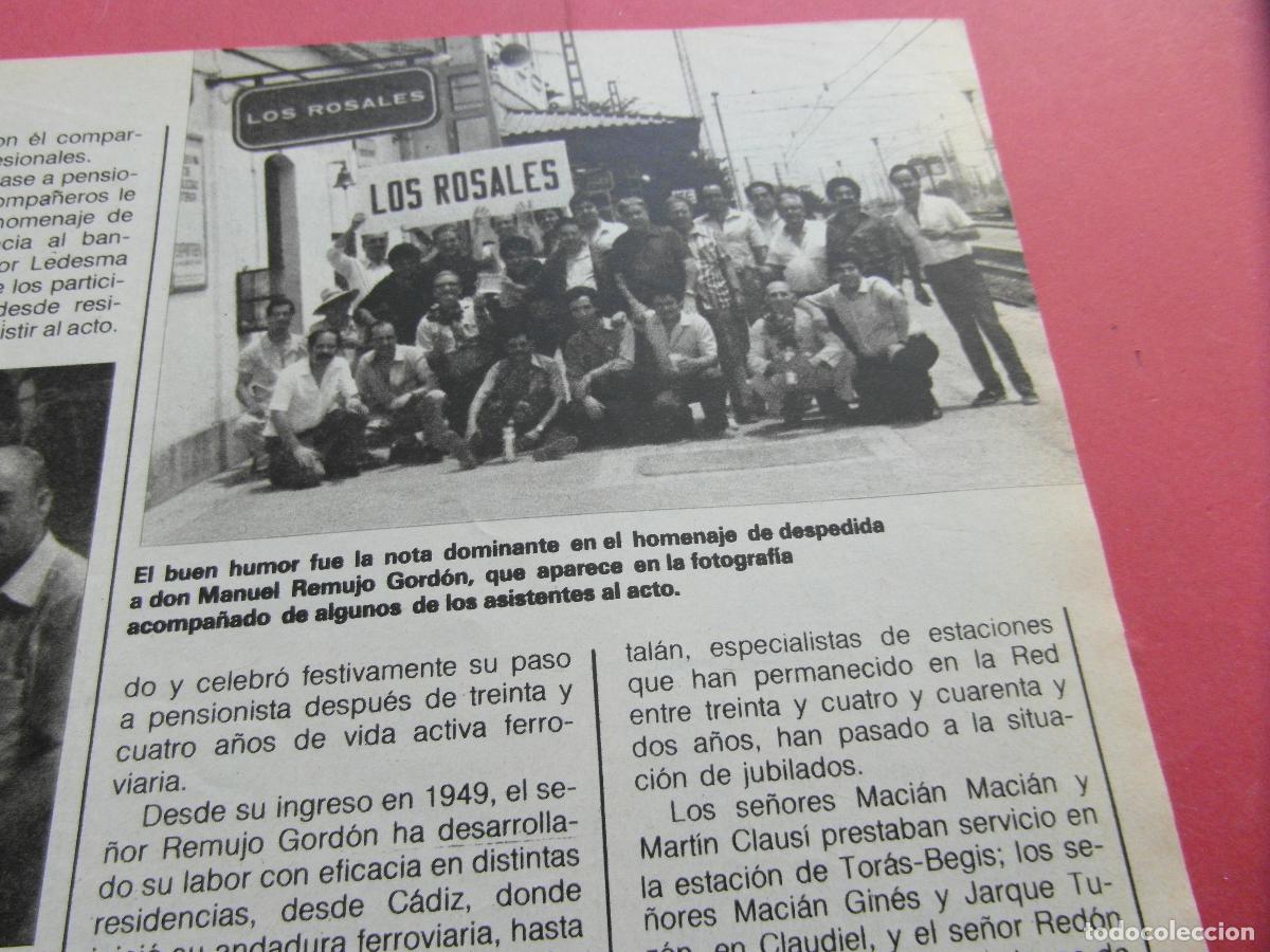 Otros art&iacute;culos de coleccionismo en papel: RECORTE 1983 - REF: ARTTREN02 - LOS ROSALES - SEGORBE - RENFE FERROCARRIL
