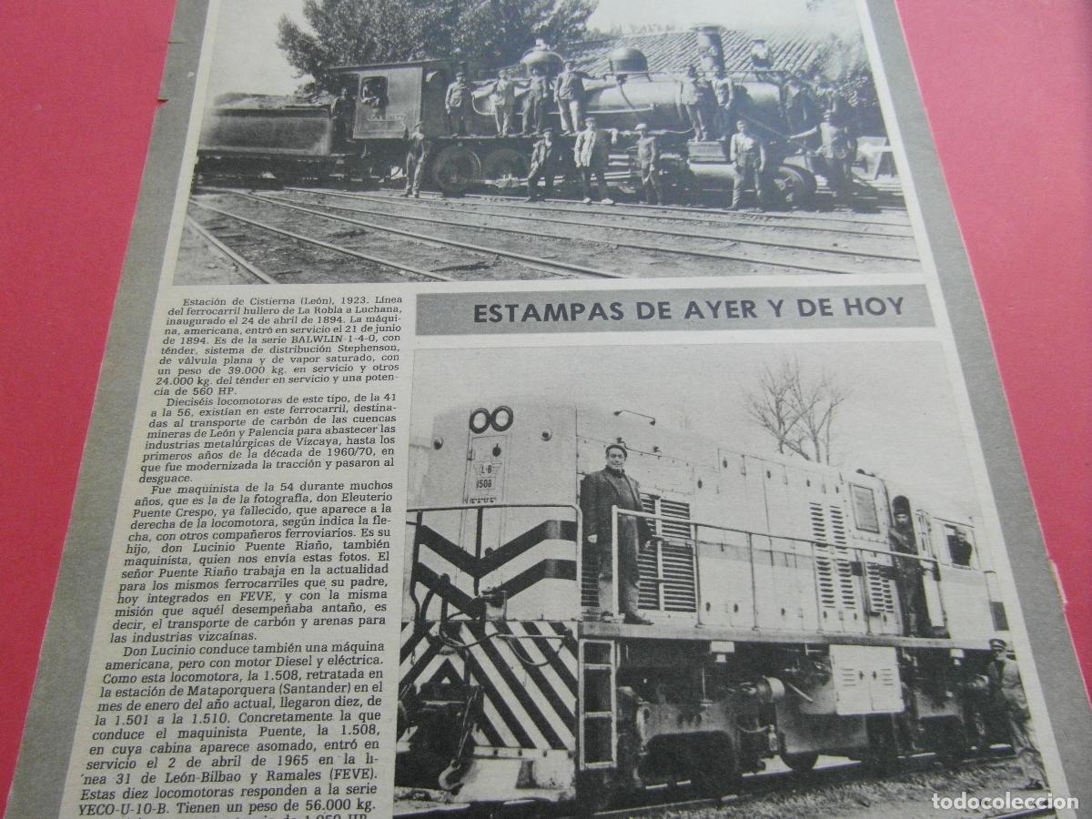 Outros artigos de papel: RECORTE 1979 - REF: ARTTREN02 - ESTACION CISTIERNA LEON 1923 HULLERO LA ROBLA LUCHANA - RENFE