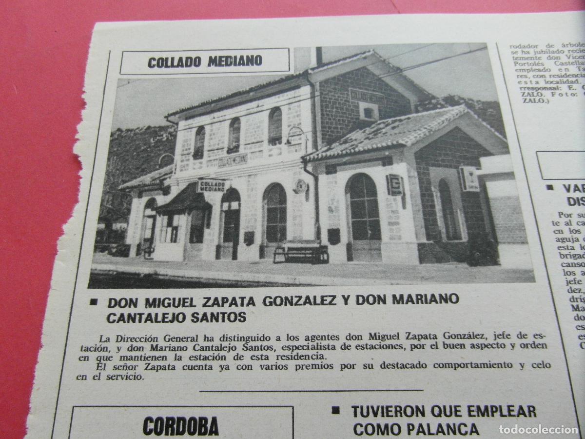 Outros artigos de papel: RECORTE 1975 - REF: ARTTREN02 - ESTACION COLLADO MEDIANO - RENFE FERROCARRIL