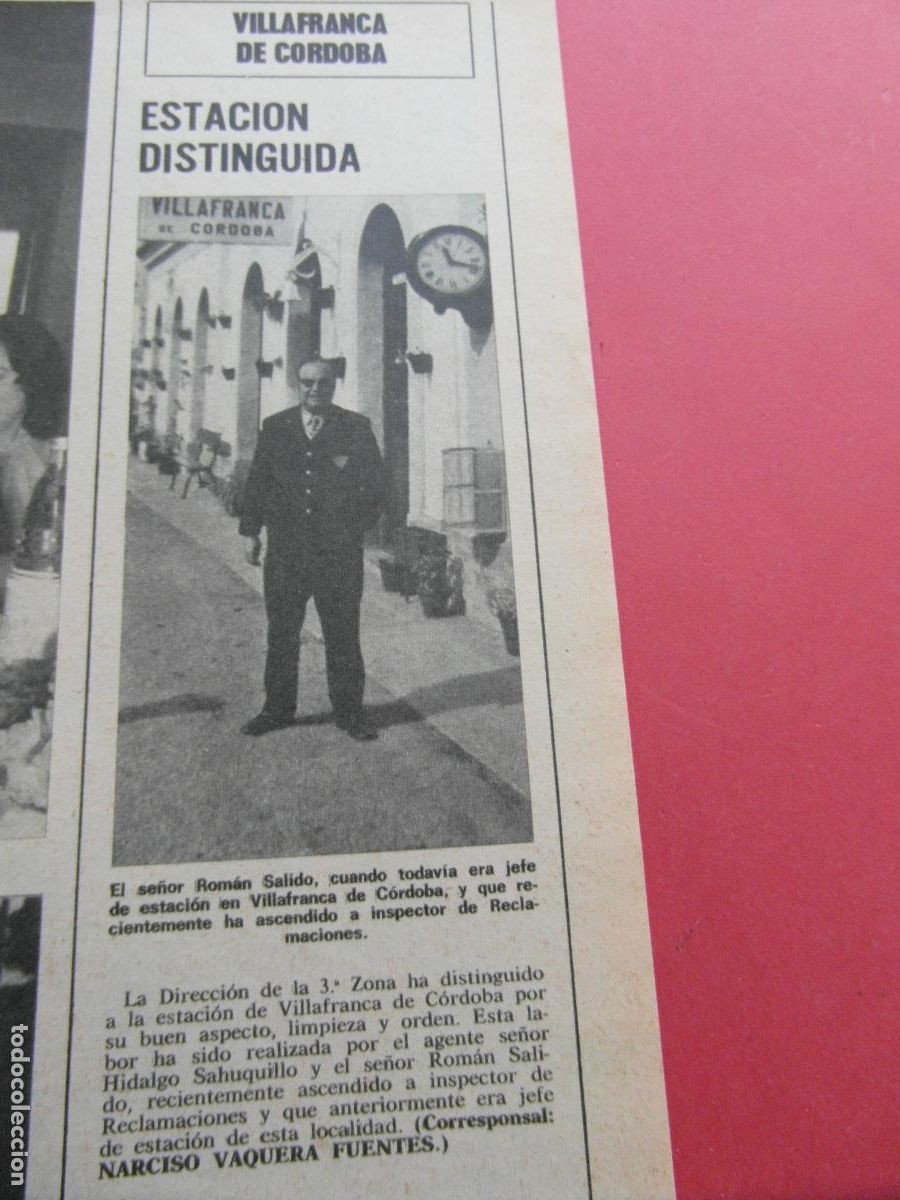 Outros artigos de papel: RECORTE 1975 - REF: ARTTREN02 - ESTACION VILLAFRANCA DE CORDOBA - RENFE FERROCARRIL