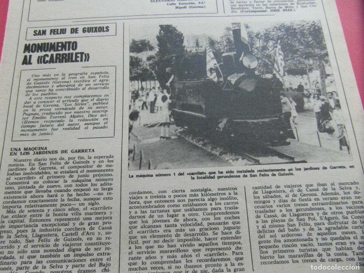 Outros artigos de papel: RECORTE - REF: ARTTREN02 - SAN FELIU DE GUIXOLS GARRETA CARRILET MONUMENTO - RENFE FERROCARRIL